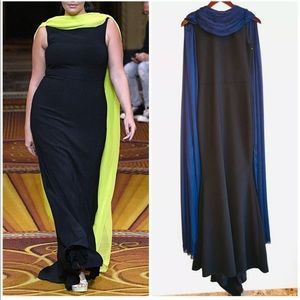 CHRISTIAN SIRIANO Scarf Chiffon Drape Crepe Gown 2
